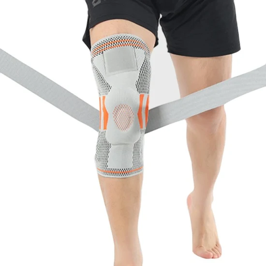 Nylon protege a patela contra almofada de força com almofadas de mola de silicone cinta de suporte de manga de joelho